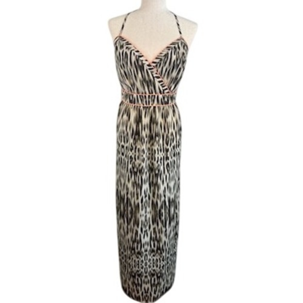 The Limited Y2K Maxi Dress Animal Print Halter Neck Sleeveless Casual Size 14